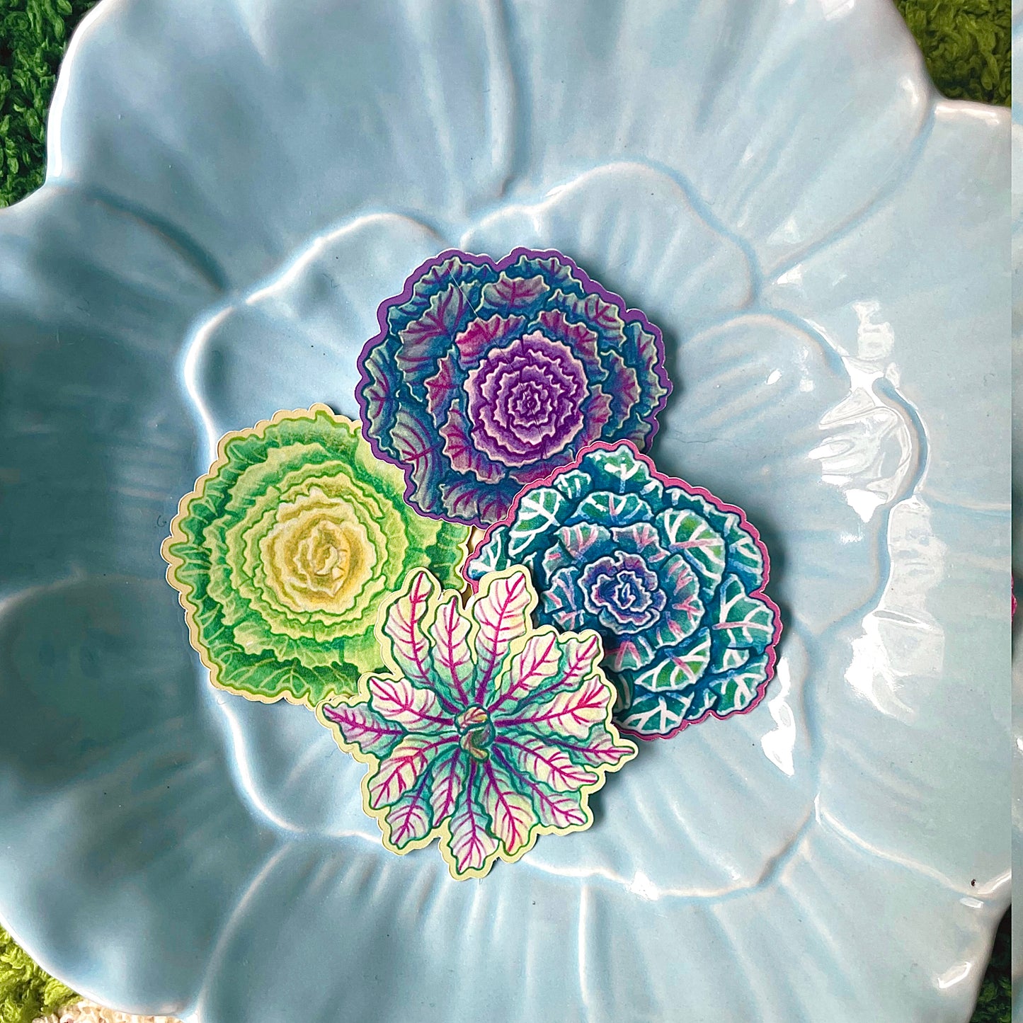 Brassica stickers: set of 4 includes A6 mini print and a note card