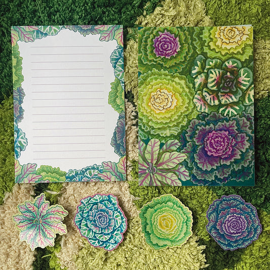 Brassica stickers: set of 4 includes A6 mini print and a note card