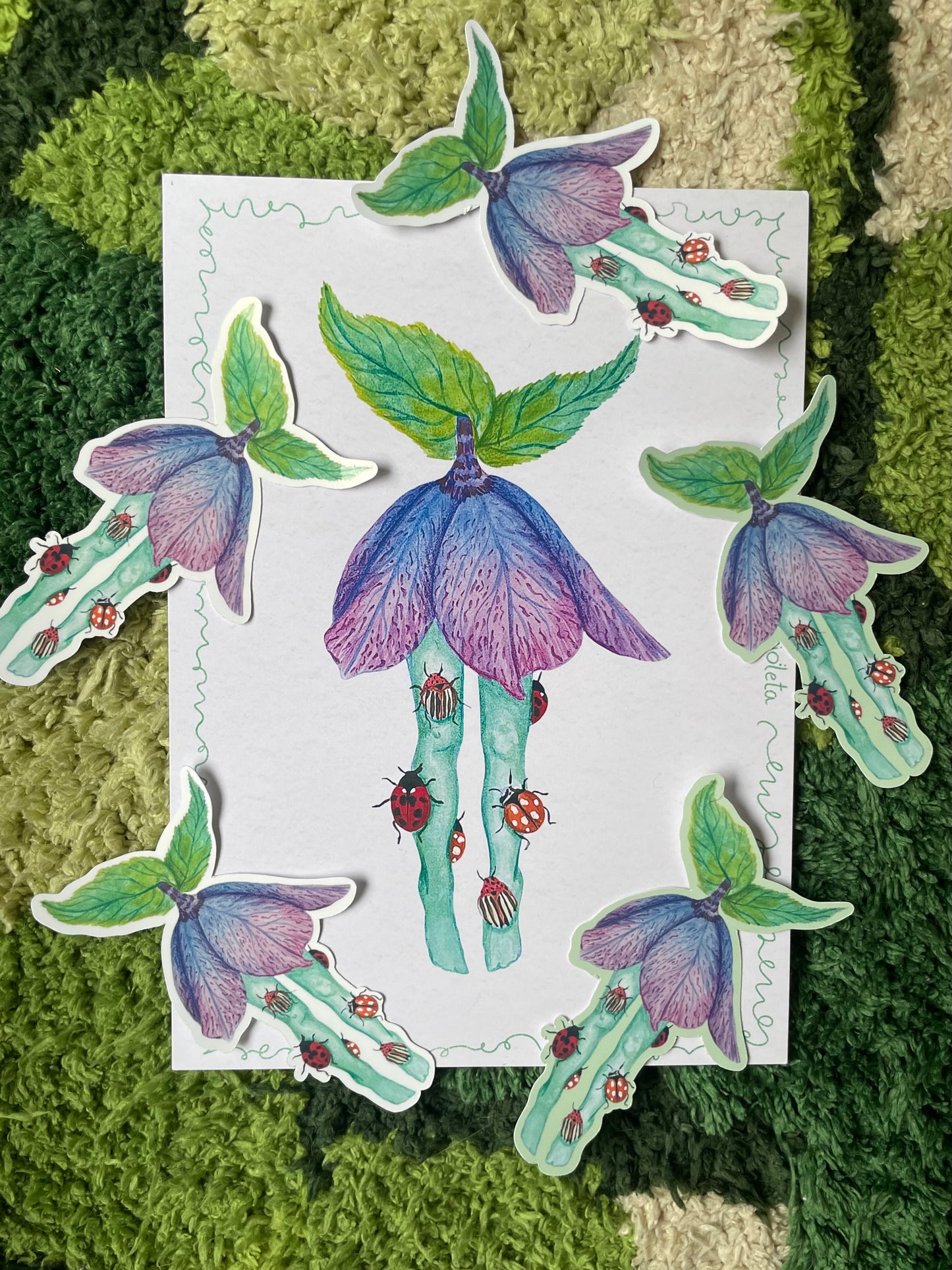Set of 2 “Bug Tights” Stickers and a Print